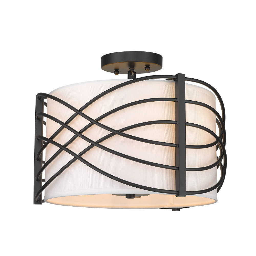 Wry Lighting Zara 3-light Semi-Flush Mount in Matte Black